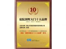 庭院别墅大门十大品牌证书